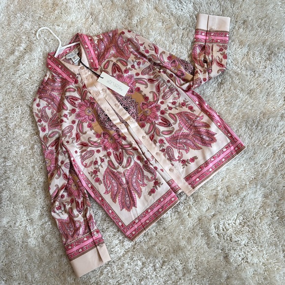 Rachael Roy Pink Paisley Button Up Blouse - Picture 10 of 12